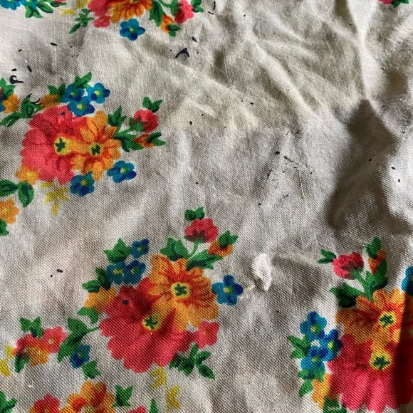 VTG Huge 60s floral folk fringe wool scarf festival cottagecore grannycore shawl - Picture 9 of 10